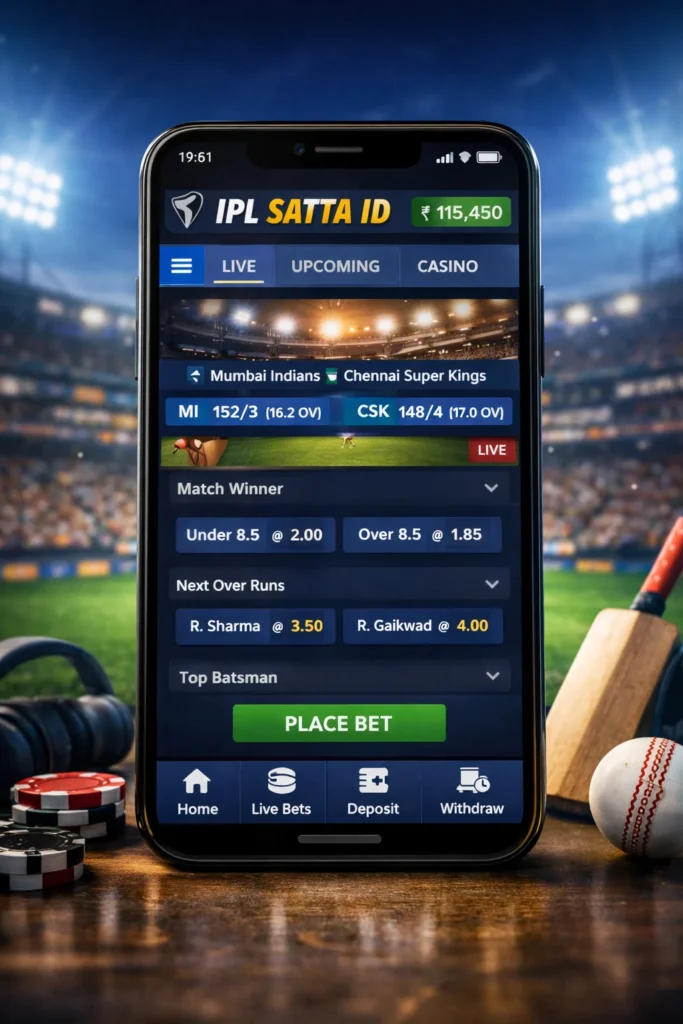 “IPL Satta Login Guide 2026 banner showing secure betting login with cricketer, OTP, and lock icon.”