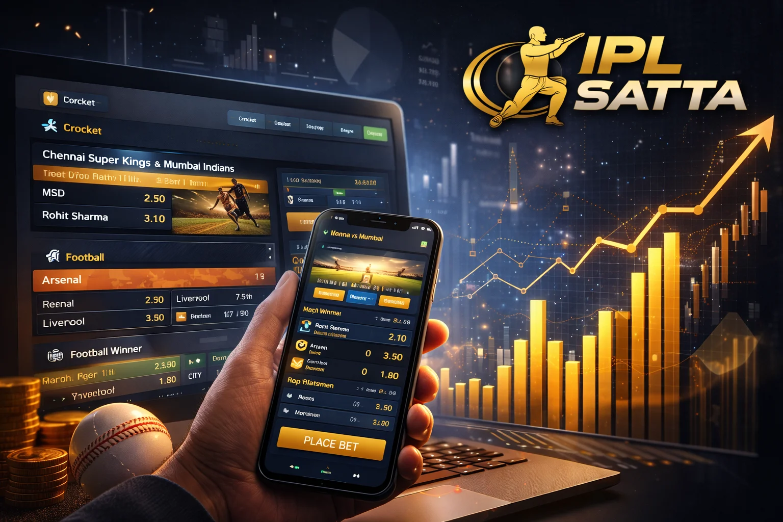 Cricket betting dashboard and smartphone interface